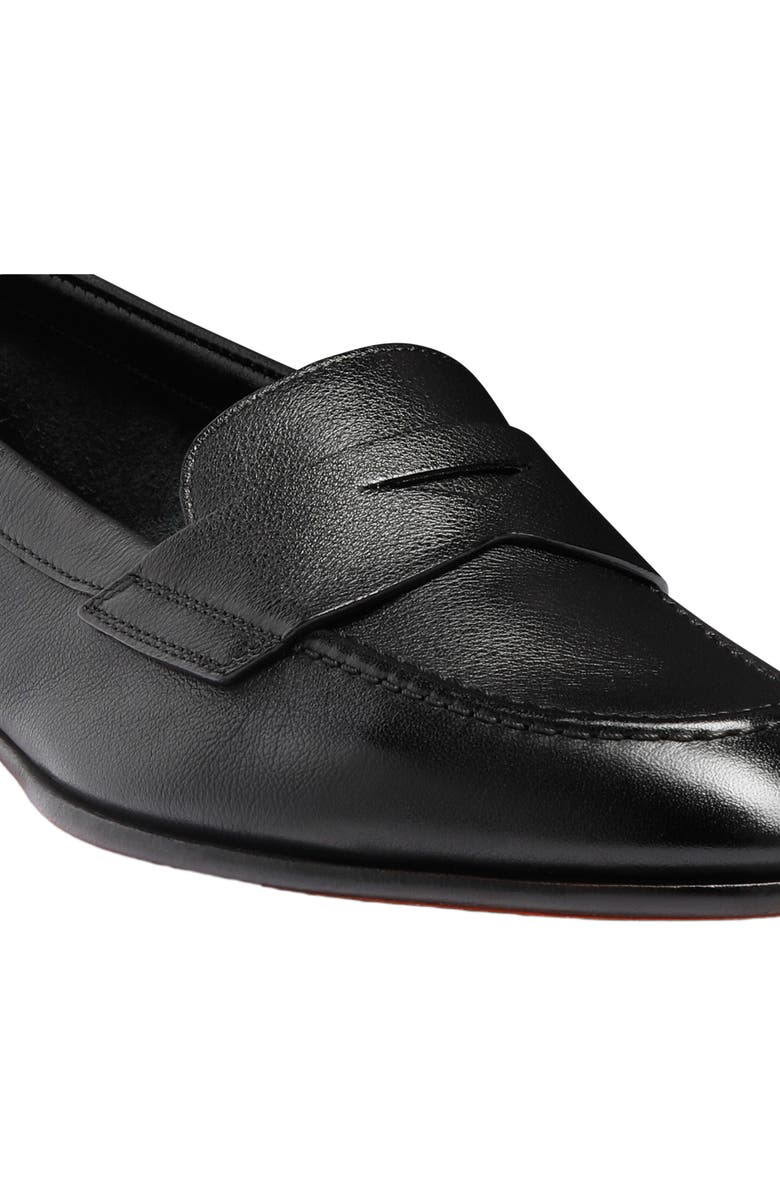 Santoni Leather Penny Loafer, Alternate, color, Black