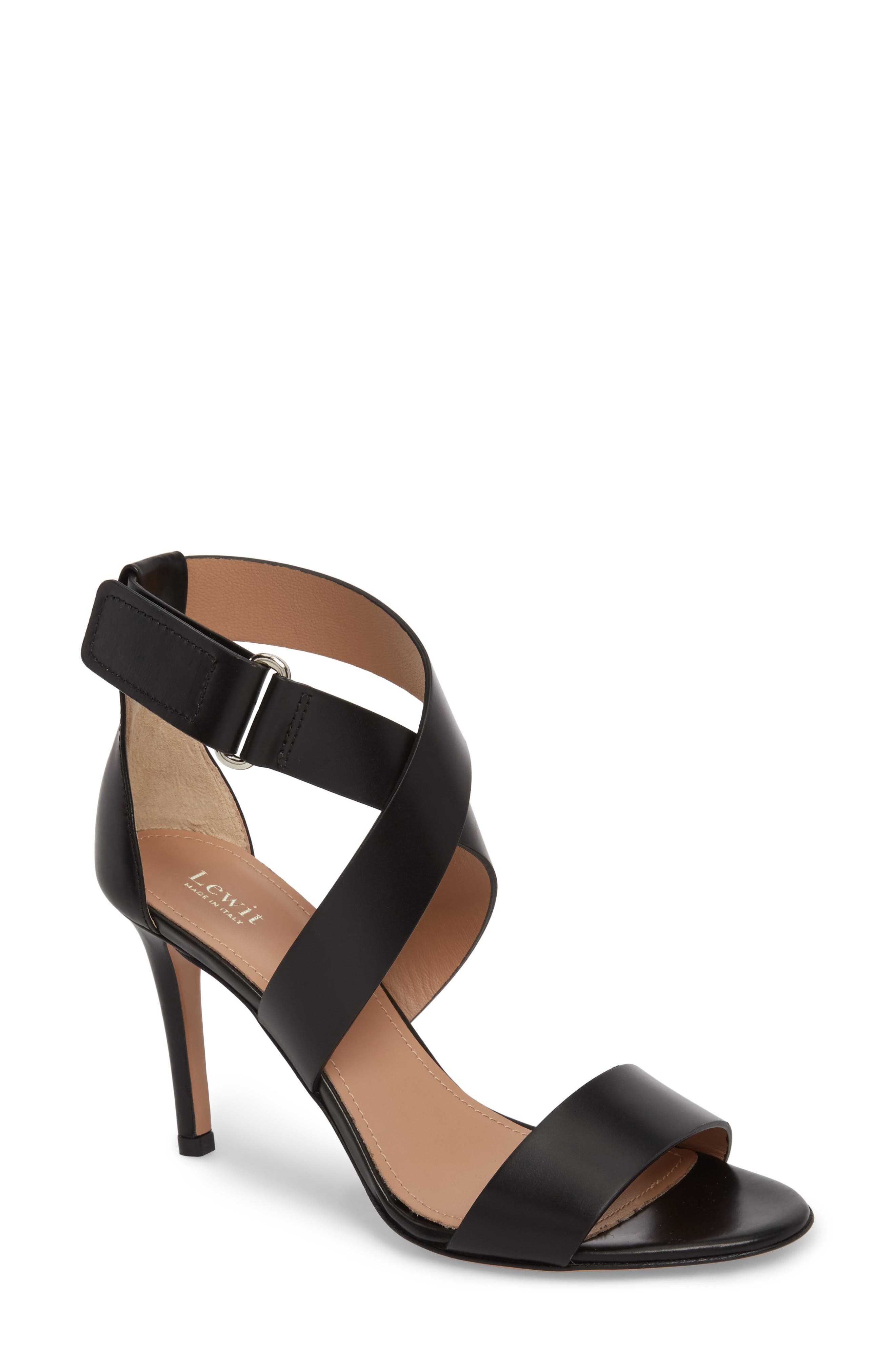 Lewit Isa Sandal, Main, color, Black Leather