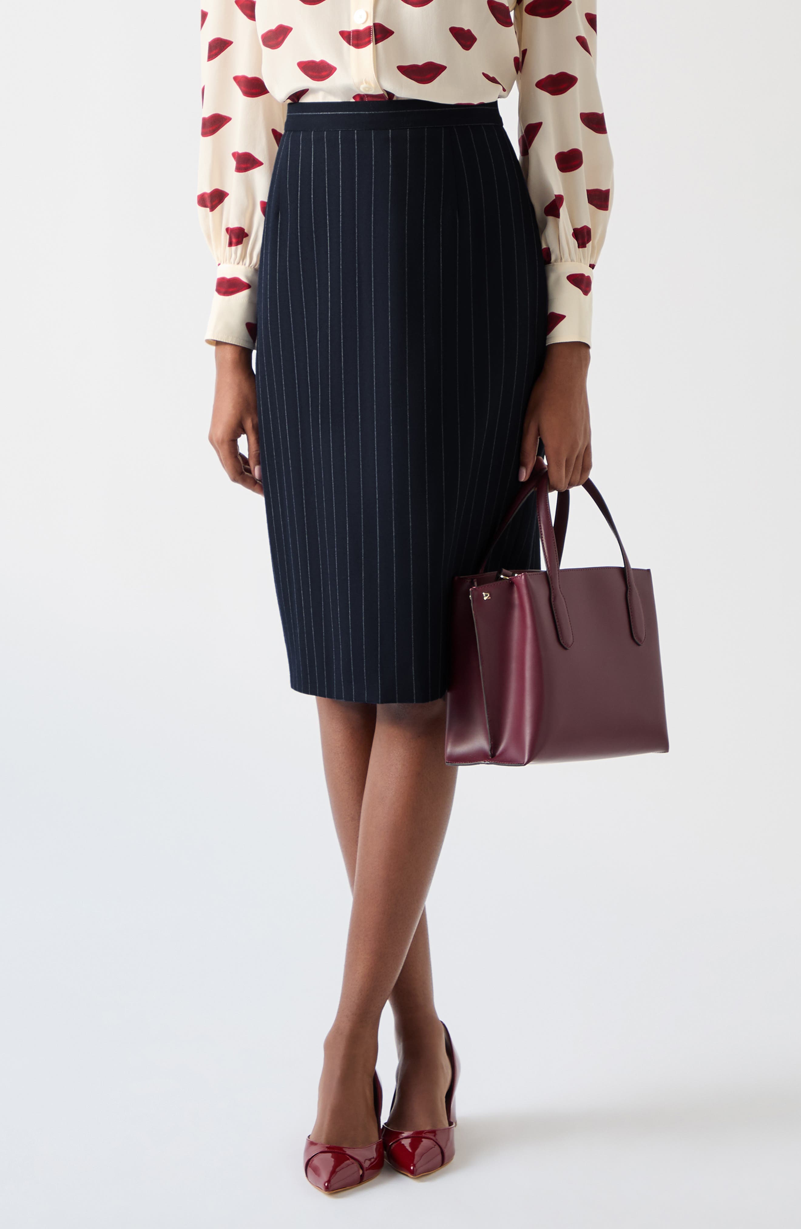LK Bennett Bella Pin Stripe A-Line Skirt