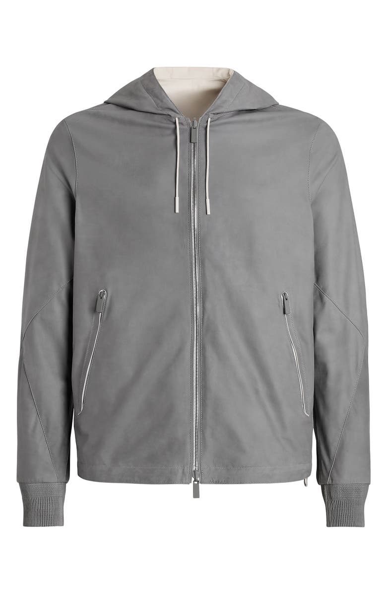 ZEGNA Reversible Calfskin Nappa & Technical Zip Hooded Jacket, Alternate, color,