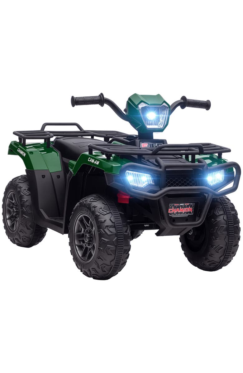 Aosom 12V Kids ATV 4 Wheeler with AUX, USB, Wear-Resistant Tread, Main, color, Green