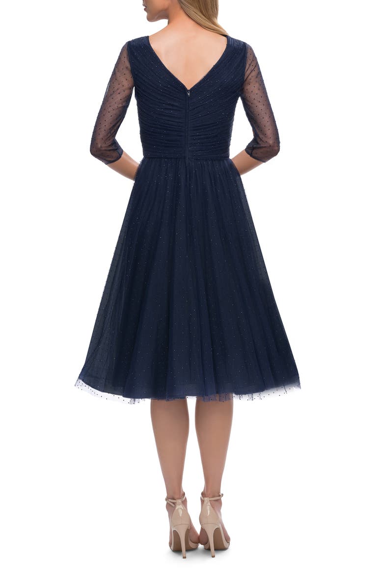 Beaded Tulle Cocktail Dress, Alternate, color, NAVY
