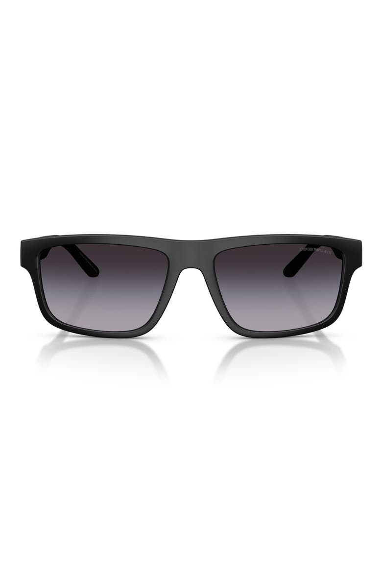57mm Gradient Rectangular Sunglasses, Main, color, MATTE BLACK / GREY GRADIENT