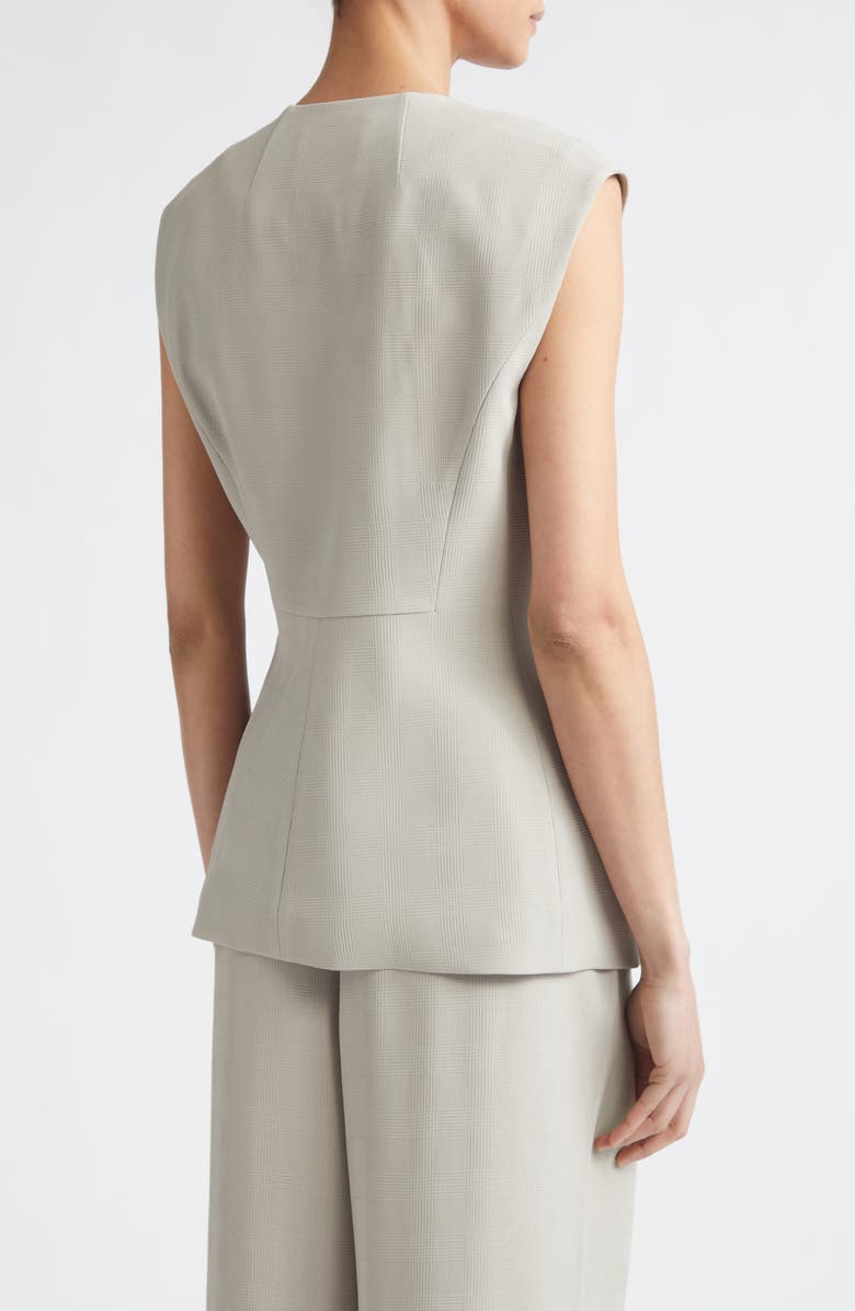 Lafayette 148 New York Grid Plaid Crepe Double Breasted Vest, Alternate, color, Cement