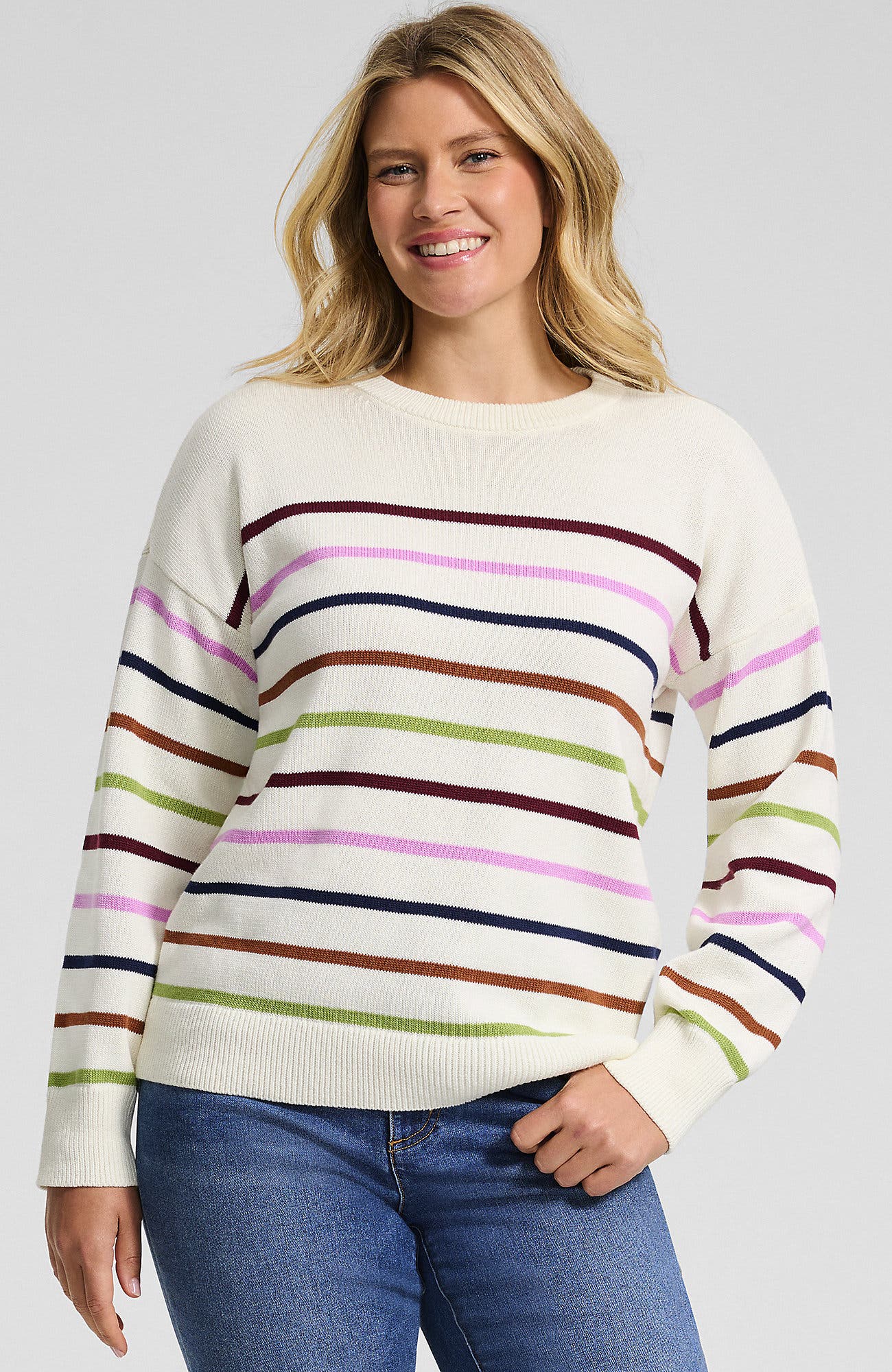 selected Fresh Ivory Multi Stripe