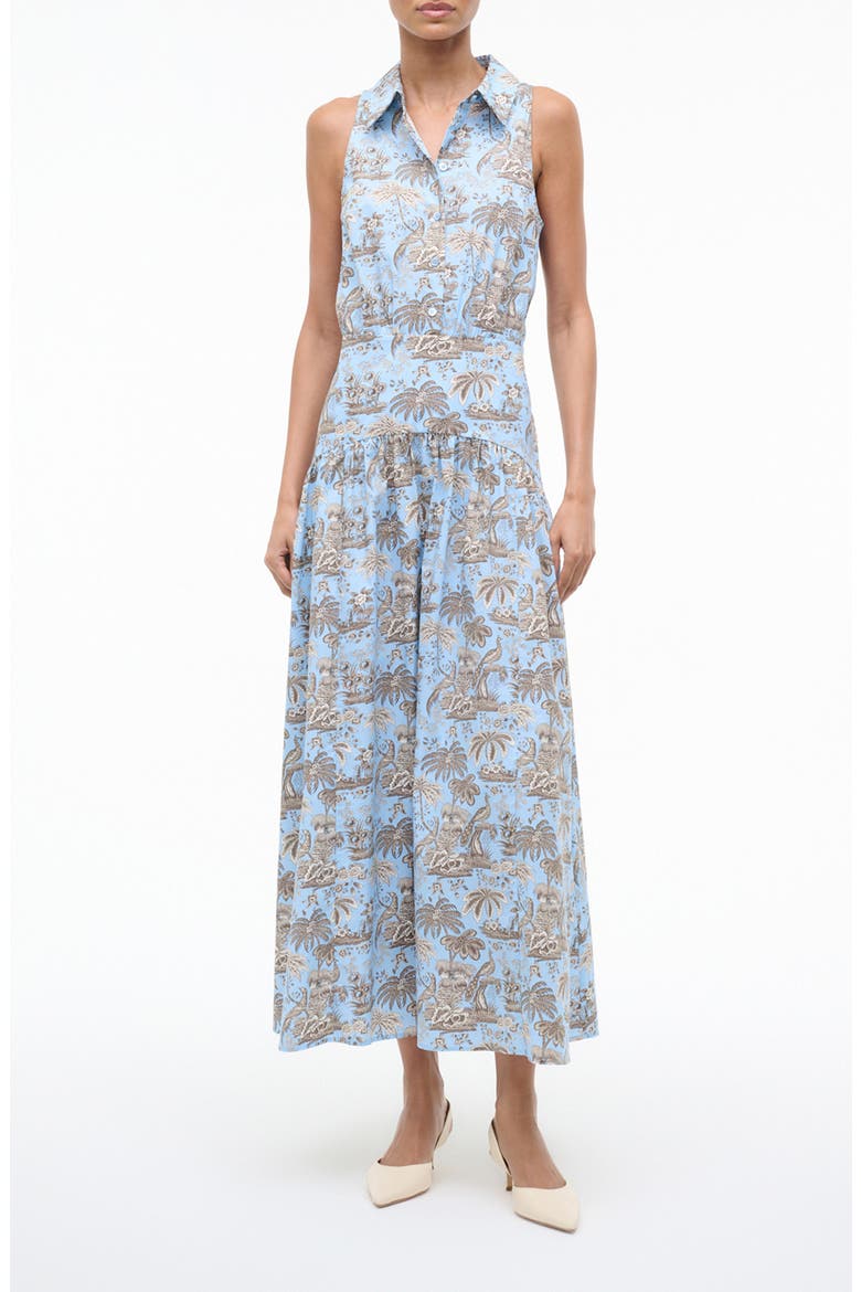 Romy Sleeveless Maxi Shirtdress, Main, color, SKY TOILE