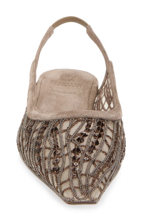 Brunello Cucinelli Ballerinas With Beads In Chocolate