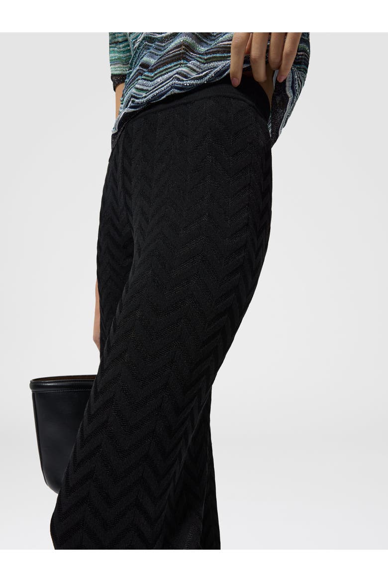 Straight-leg Stretch Trousers In Cotton And Viscose Chevron, Alternate, color, Black
