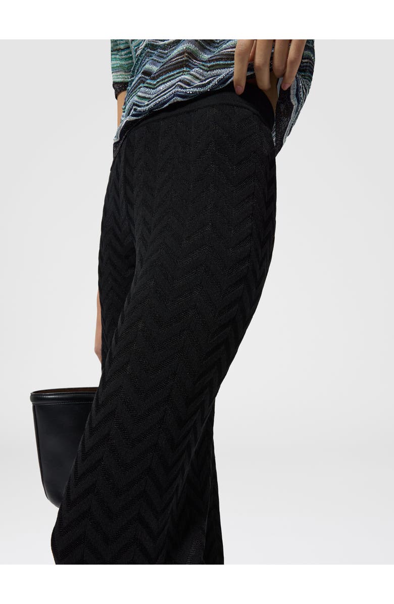 Missoni Straight-leg Stretch Trousers In Cotton And Viscose Chevron, Alternate, color, Black