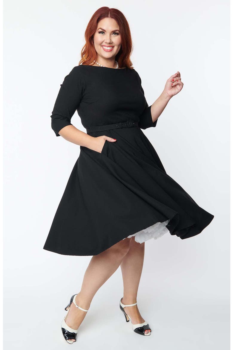 Plus Size Devon Swing Dress, Alternate, color, Black
