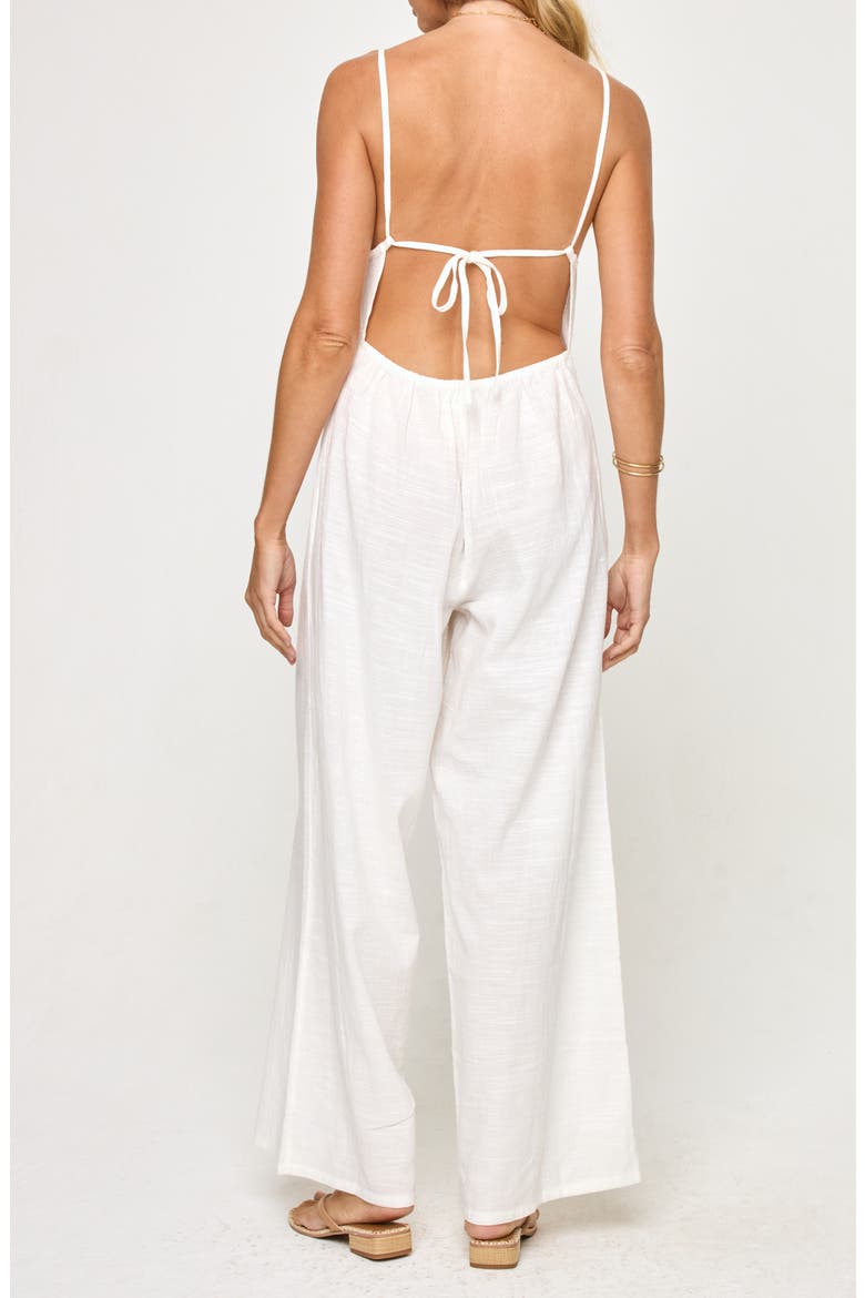 Jaida Open Back Cotton Cover-Up Jumpsuit, Alternate, color, WHITE