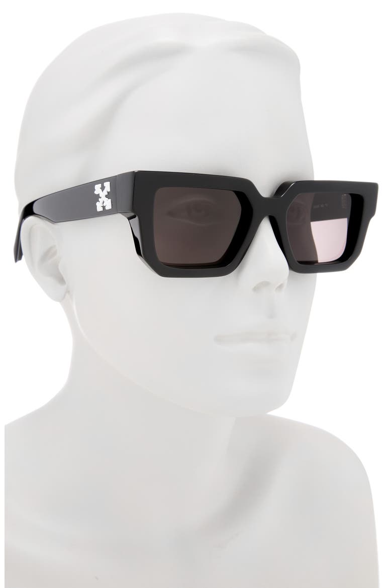 52mm Square Sunglasses, Alternate, color, BLACK DARK GREY