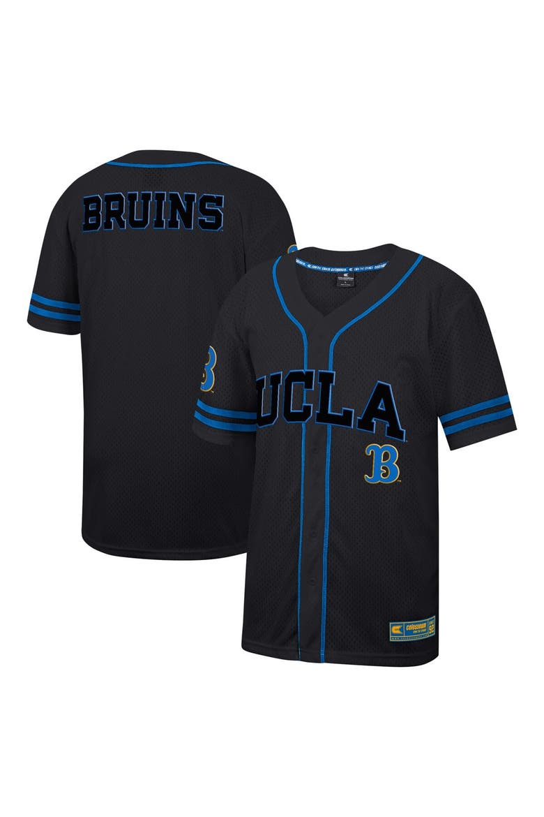 Men's Colosseum Black UCLA Bruins Free Spirited Mesh Button-Up Baseball Jersey, Main, color, Black