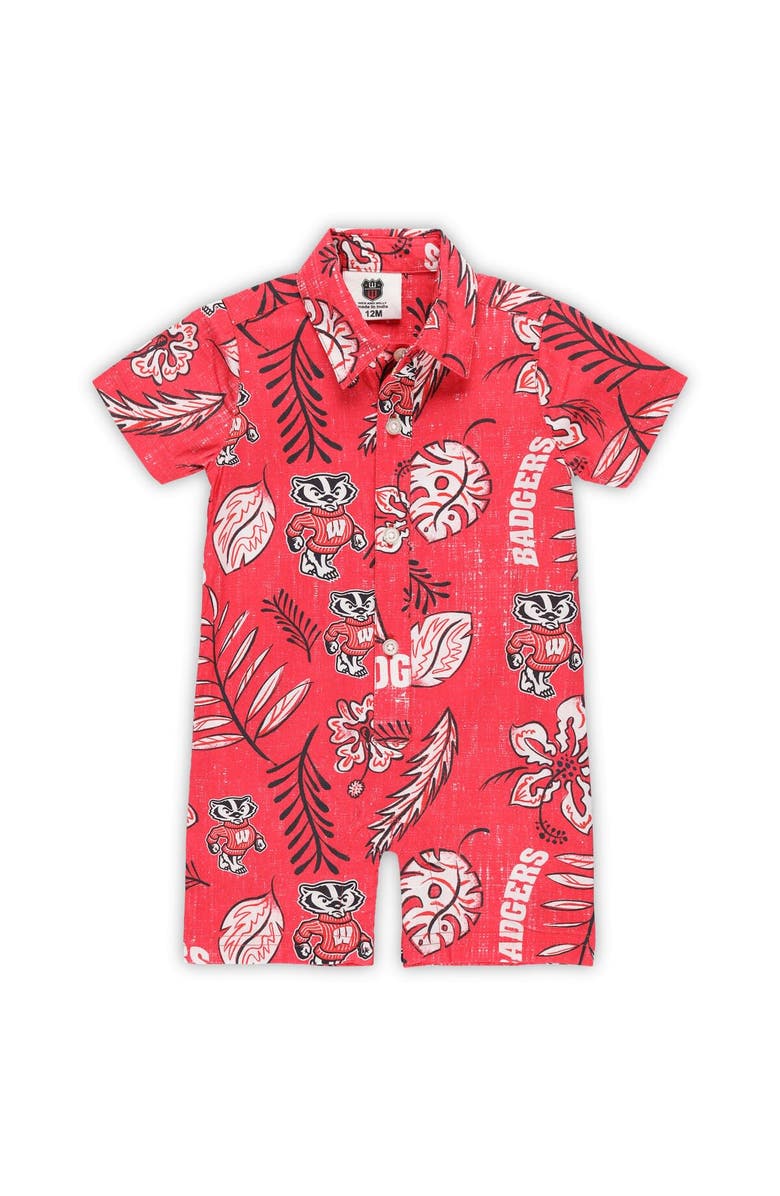 Wes & Willy Infant Wes & Willy Red Wisconsin Badgers Vintage Floral Romper, Alternate, color, 