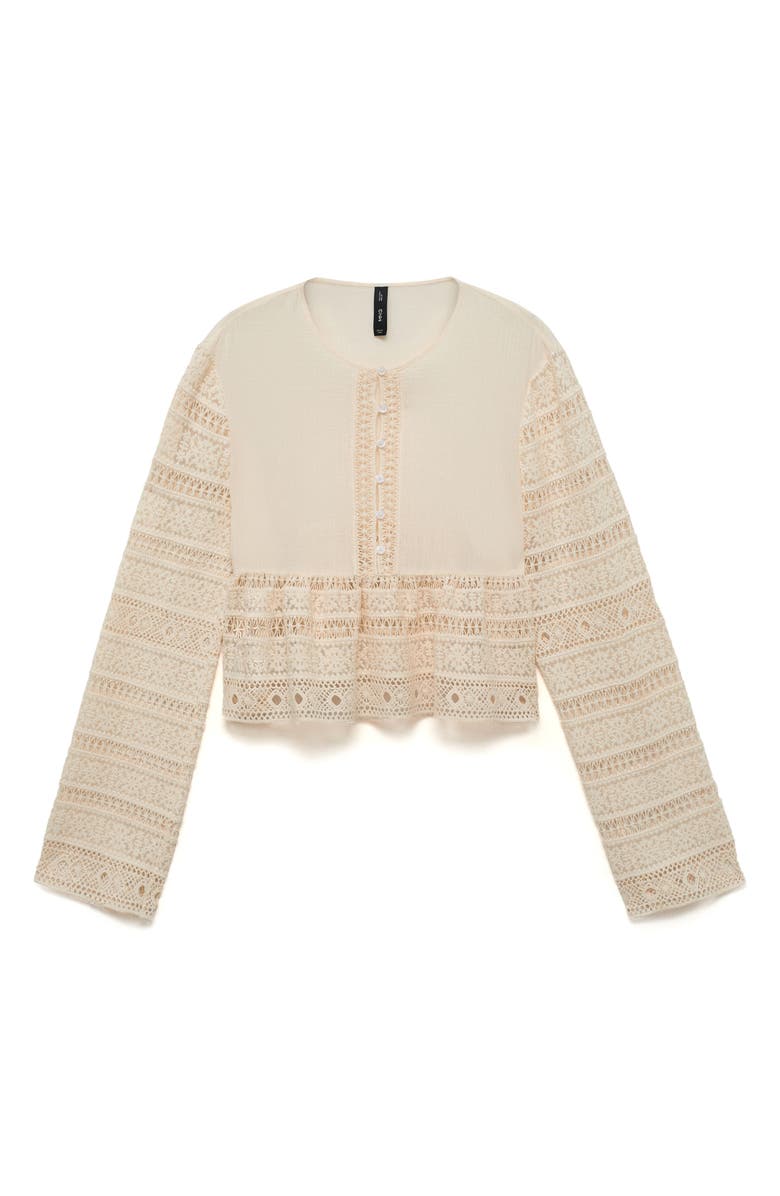 MANGO Arena Openwork Top, Alternate, color, Off White