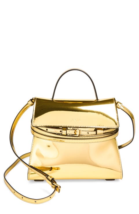 Tie Me Metallic Faux Leather Handbag