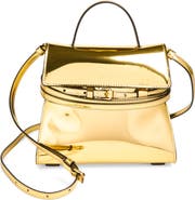 Moschino Tie Me Metallic Faux Leather Handbag