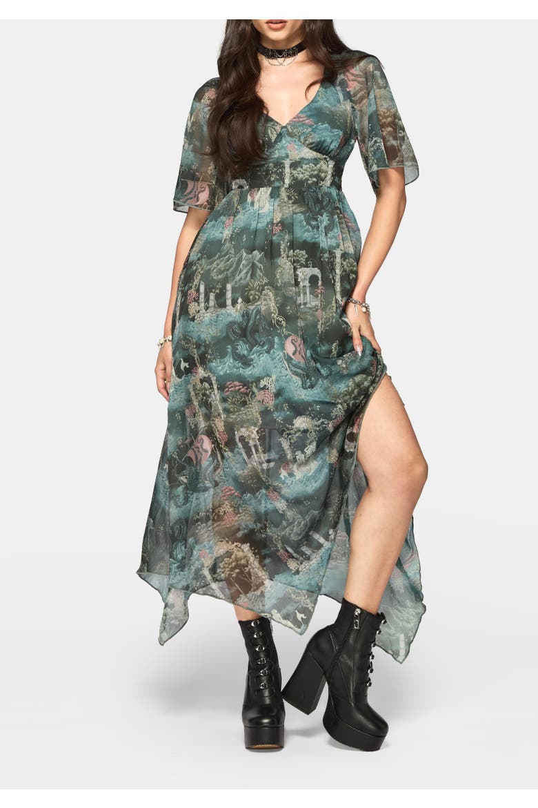 Thalassa Lace Up Midaxi Dress, Main, color, Blue