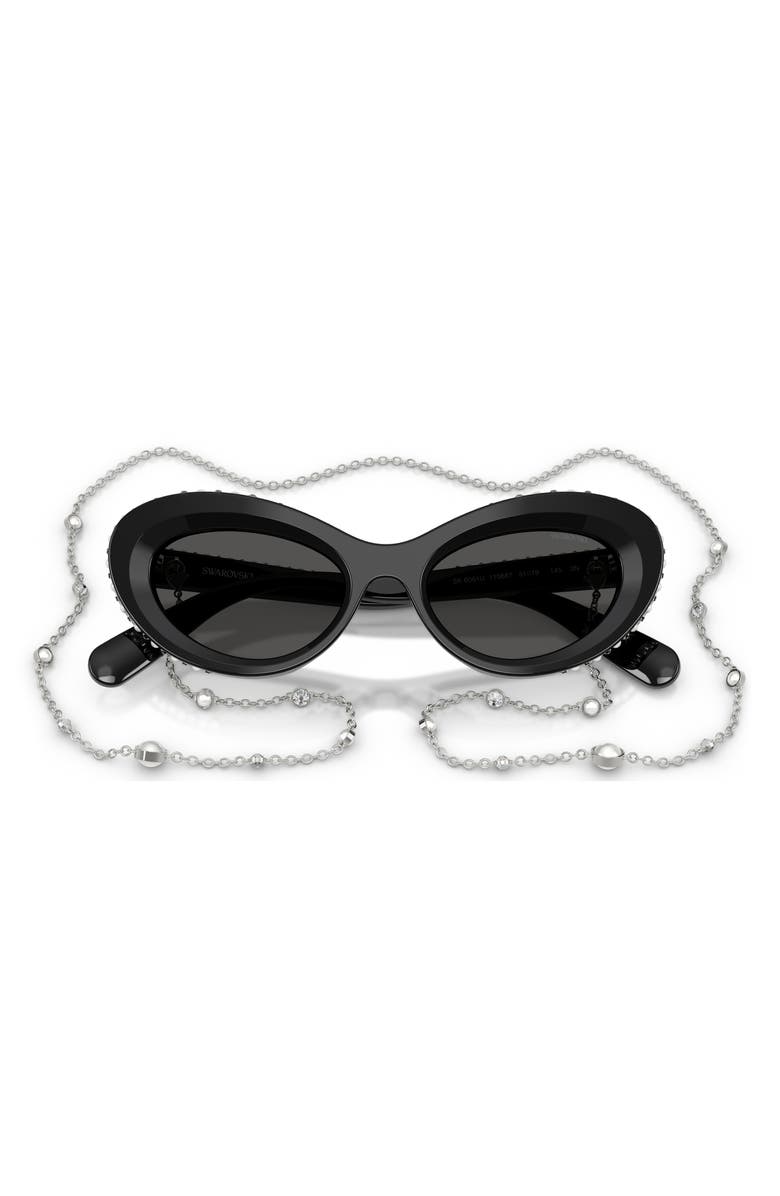 Swarovski 51mm Cat Eye Sunglasses, Alternate, color, Black / Dark Grey
