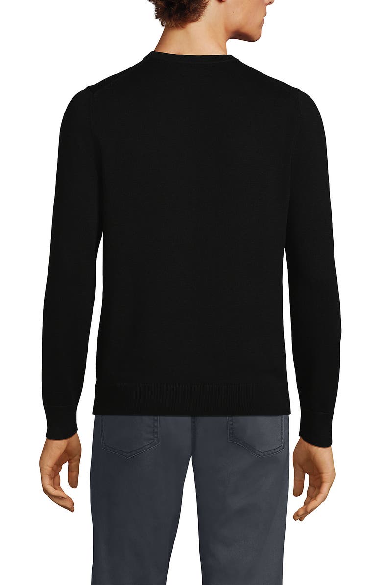 Lands' End Fine Gauge Cotton Crew Neck Sweater, Alternate, color, Black