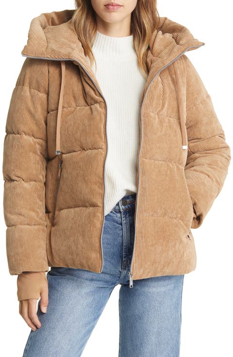 Hooded Corduroy Puffer