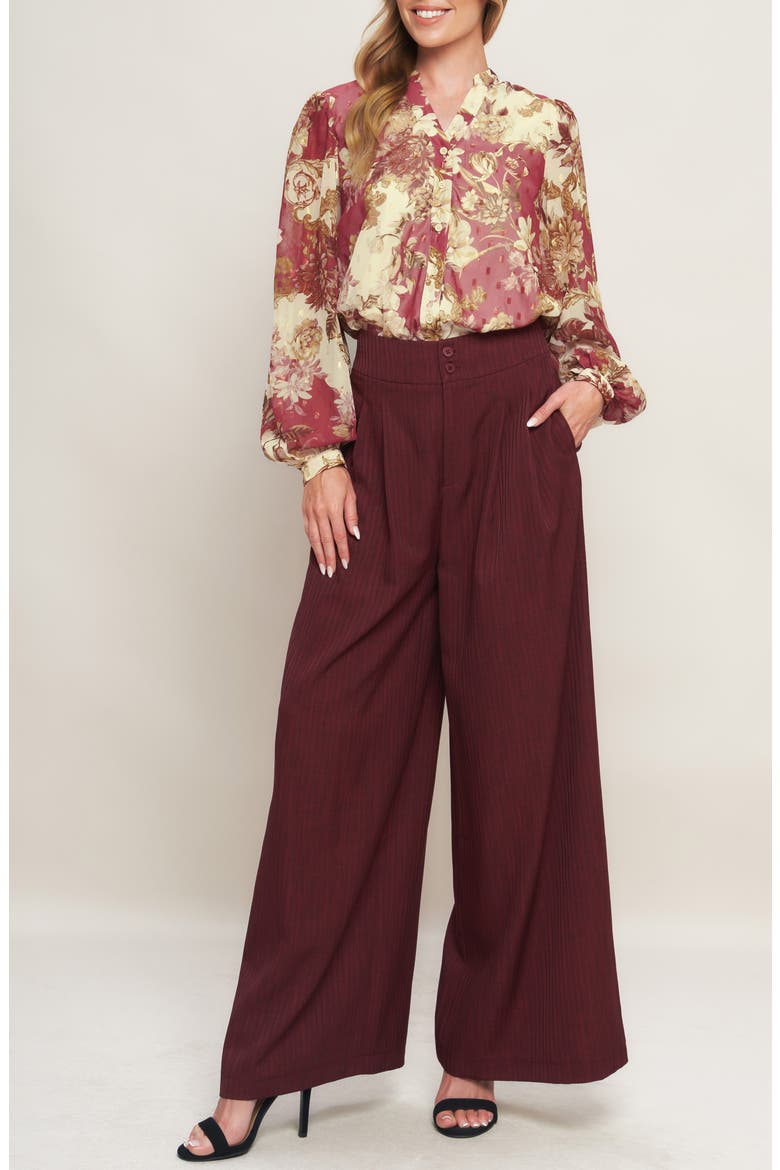 Balloon Sleeve Print Blouse, Alternate, color, IVORY WINE