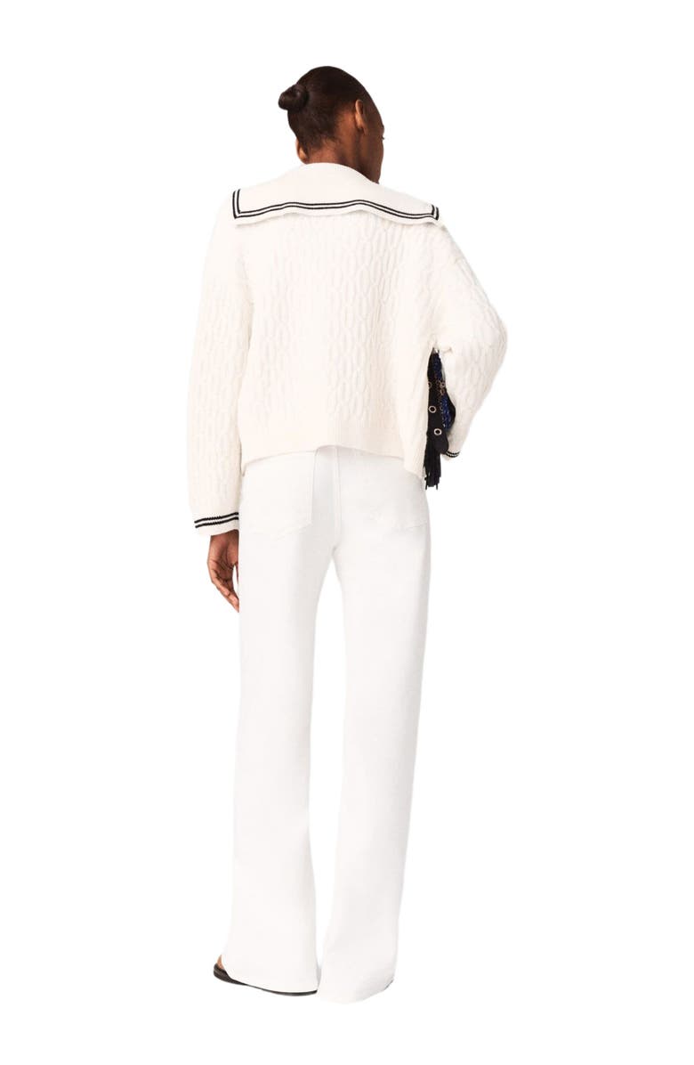 maje Boat neck cable-knit cardigan, Alternate, color, Ecru