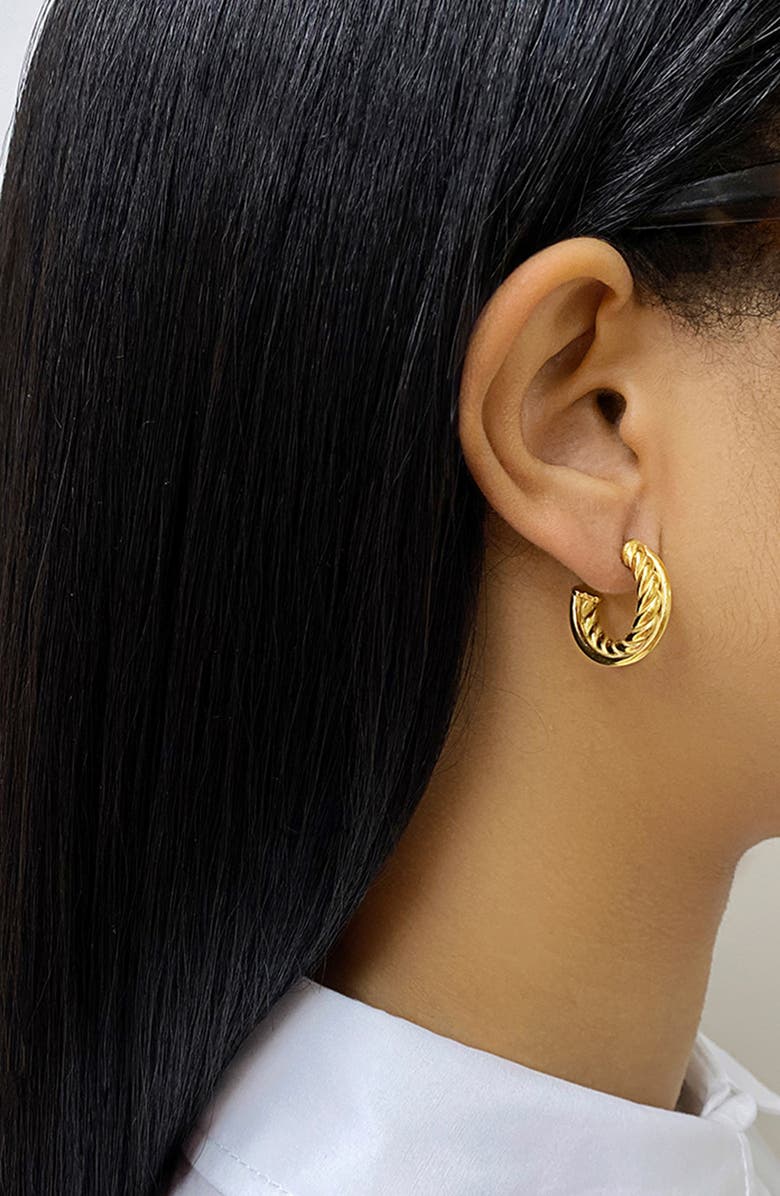 Adornia Water Resistant Cable Double Hoop Earrings, Alternate, color, Yellow