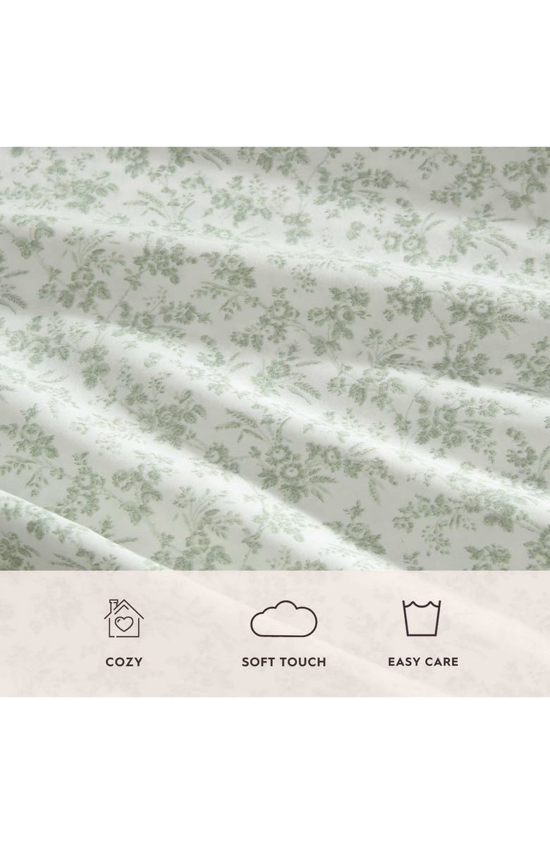 Laura Ashley Floral Toile 300 Thread Count Cotton Sheet Set, Alternate, color, Green Floral Toile