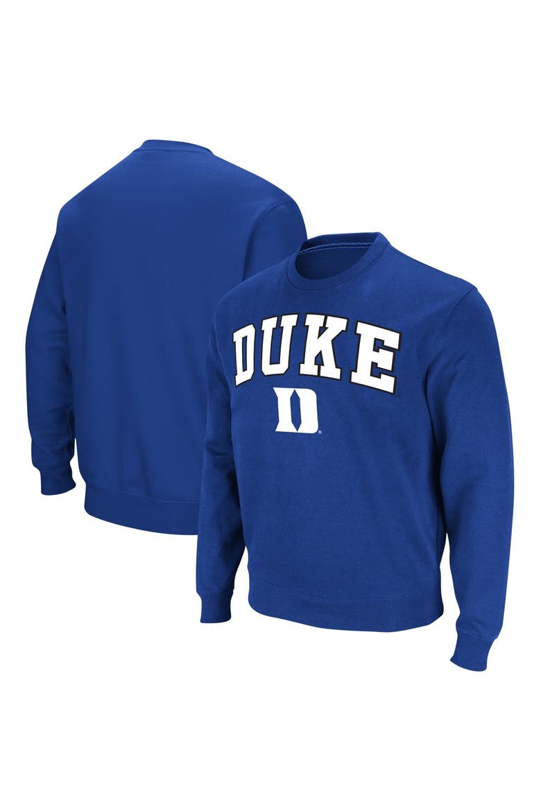 Men's Colosseum Royal Duke Blue Devils Arch & Logo Pullover Sweatshirt, Main, color, Royal