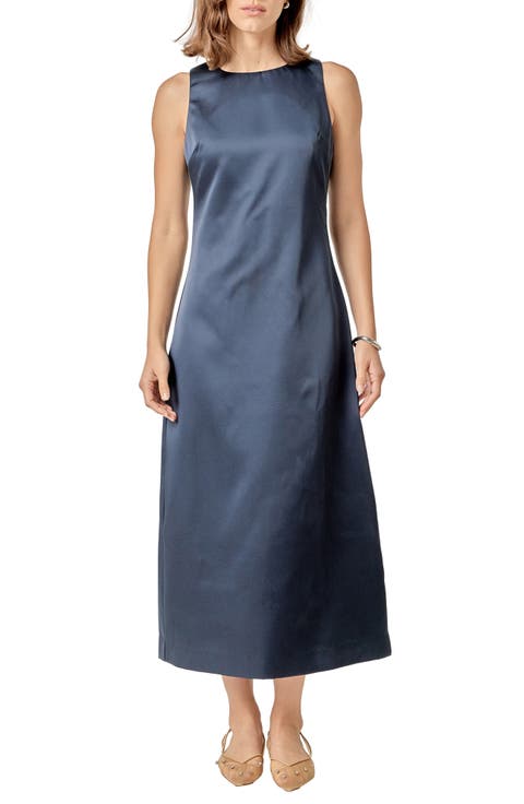 Sleeveless Satin Midi Dress