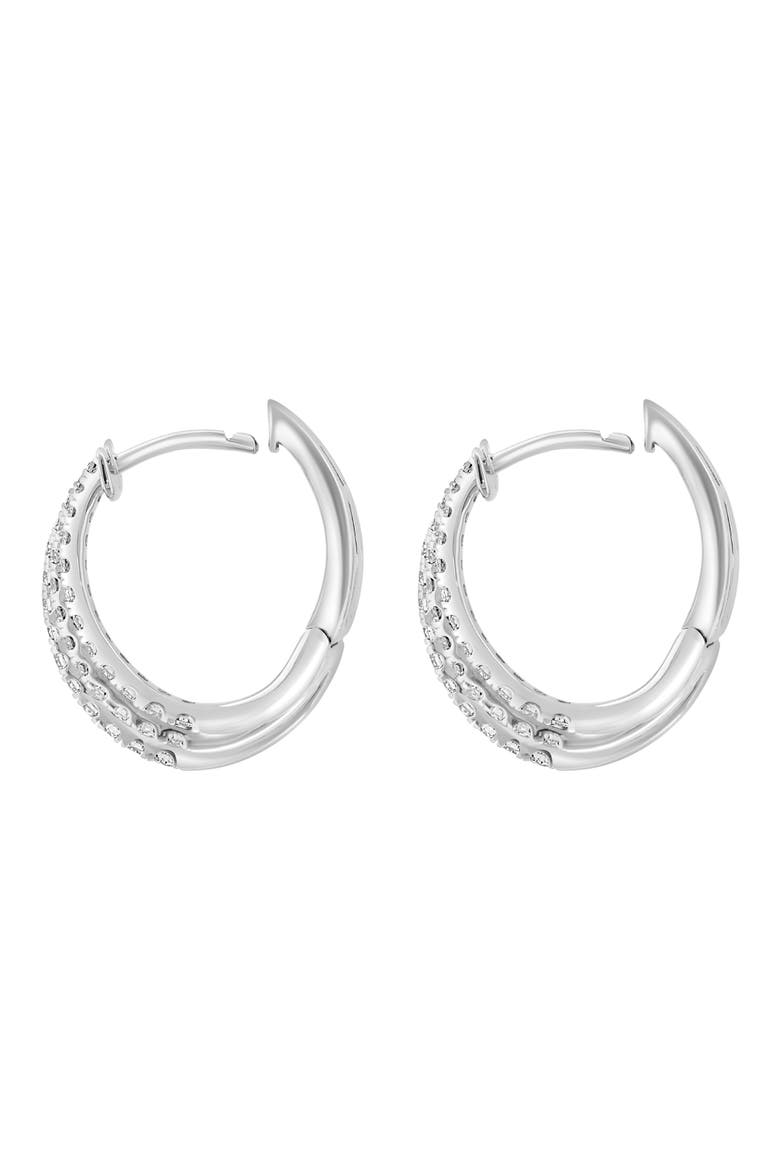 Sterling Silver Lab Grown Diamond Huggie Hoop Earrings, Alternate, color, SILVER