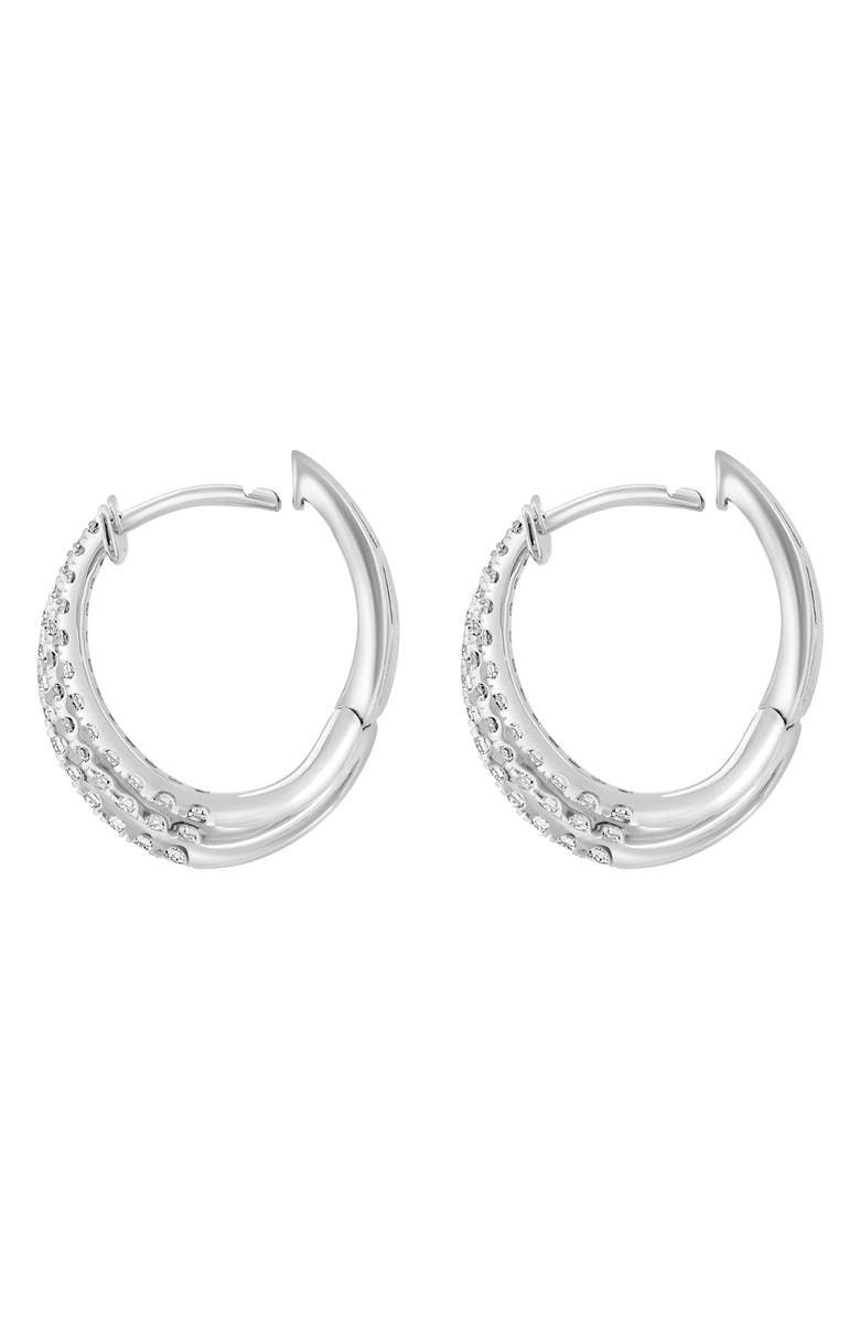 EFFY Sterling Silver Lab Grown Diamond Huggie Hoop Earrings, Alternate, color, Silver