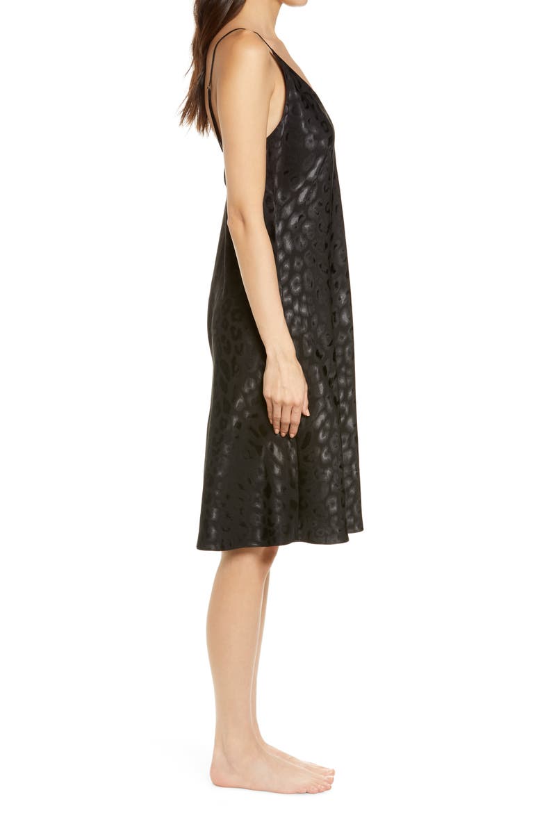Decadence Print Satin Nightgown, Alternate, color, BLACK