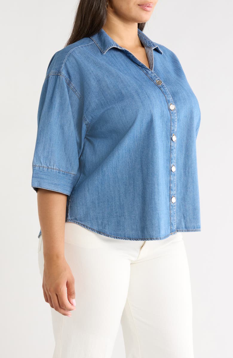 beachlunchlounge Kindell Chambray Top, Alternate, color, Medium Wash