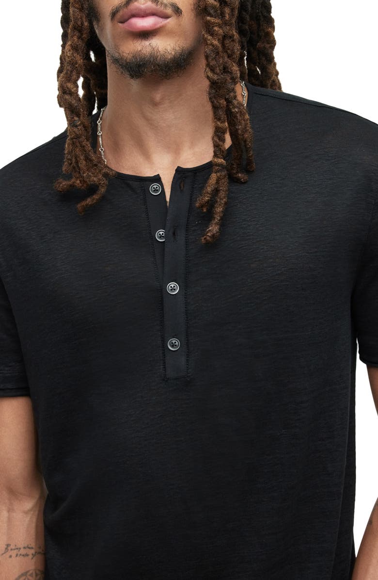 John Varvatos Regular Fit Short Sleeve Linen Henley, Alternate, color, 