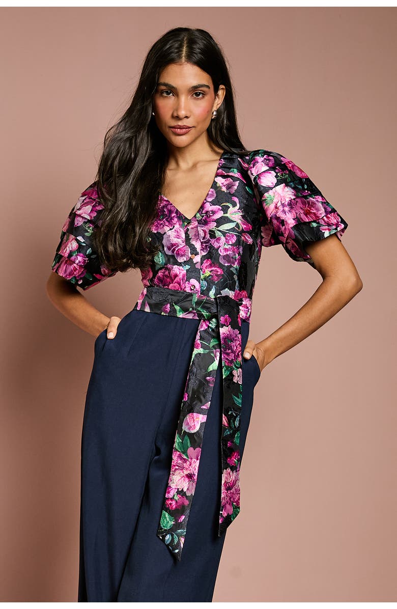 Coast Printed Tiered Sleeve Organza Jumpsuit, Alternate, color, Multi