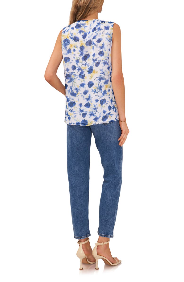Vince Camuto Floral Sleeveless Ruffle Chiffon Top, Alternate, color, 