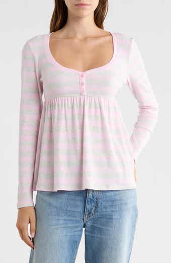 Striped Henley Babydoll Top