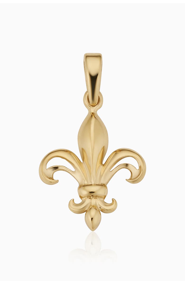 Oradina 14K Yellow Gold Fleur De Lis Pendant Charm, Main, color, Yellow Gold