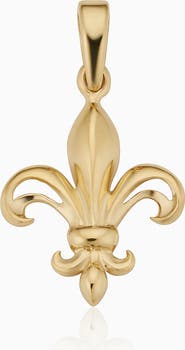 Oradina 14K Yellow Gold Fleur De Lis Pendant Charm