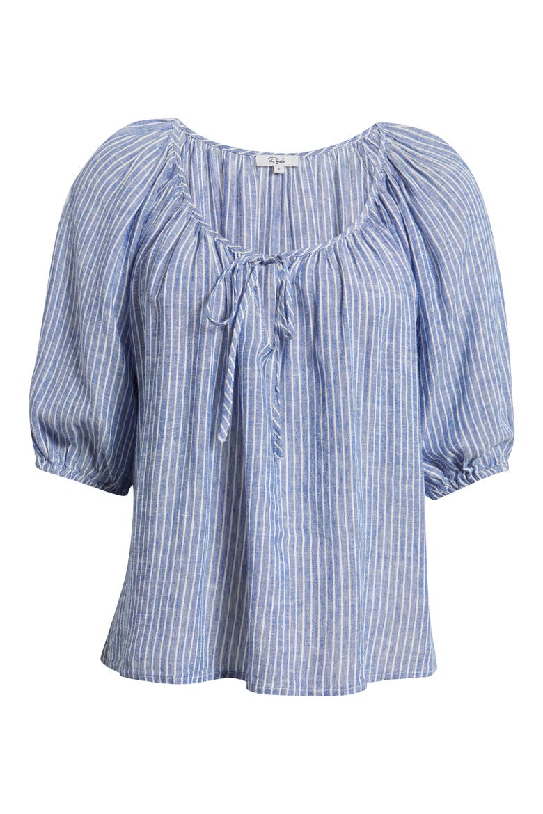 Kirstie Stripe Split Neck Linen Blend Top, Alternate, color, BARLETTA STRIPE