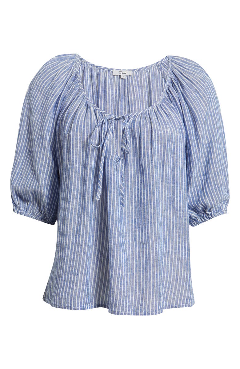 Rails Kirstie Stripe Split Neck Linen Blend Top, Alternate, color, Barletta Stripe