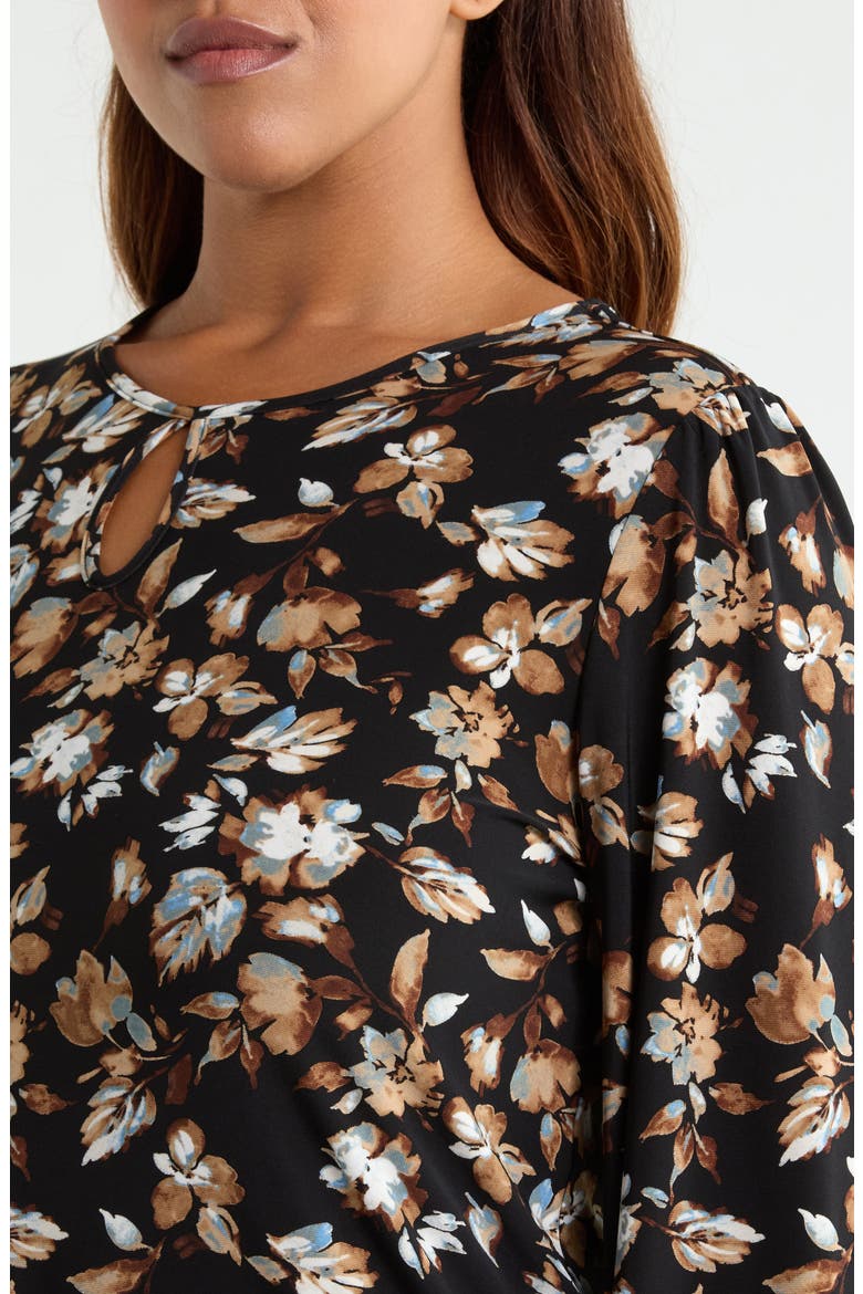 Floral Print Keyhole Top, Alternate, color, ANNE BLACK MULTI
