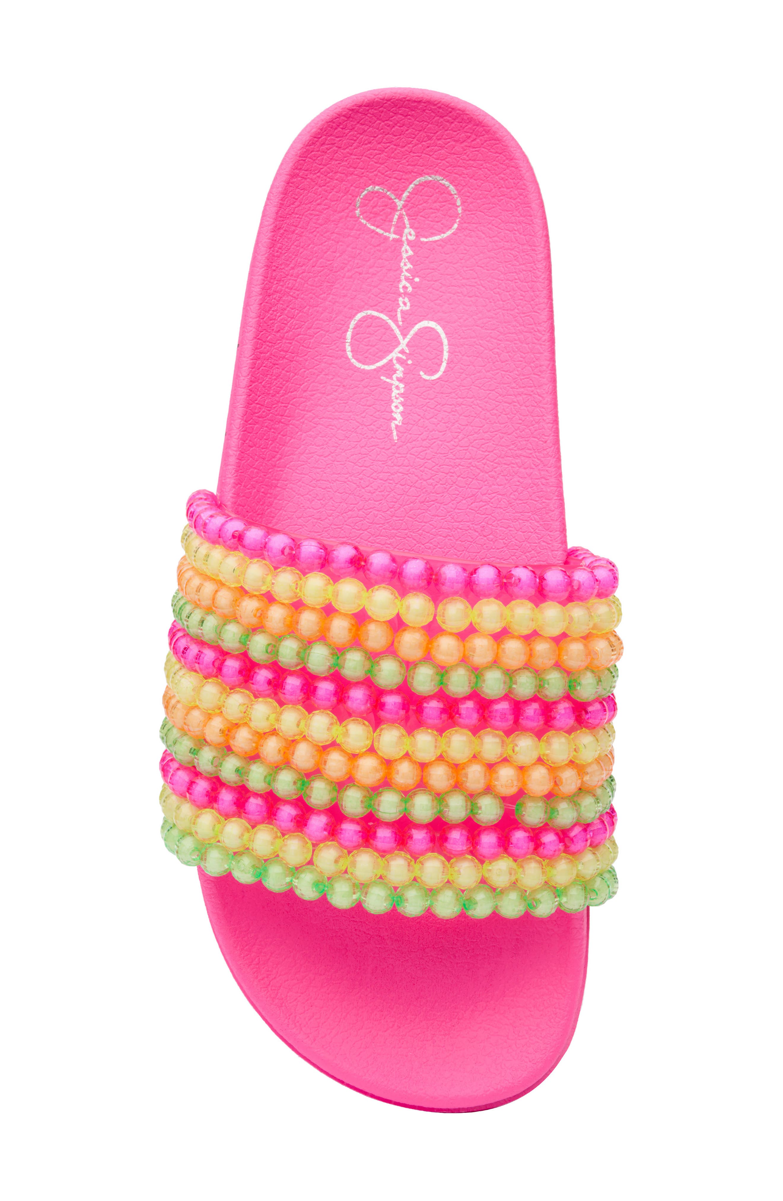 Saycie Beaded Slide Sandal, Alternate, color, NEON PINK/ MULTI