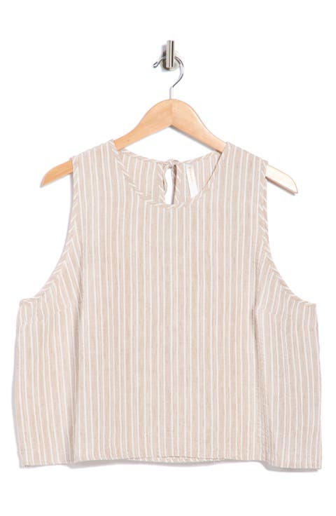 Stripe Sleeveless Cotton Top (Plus)
