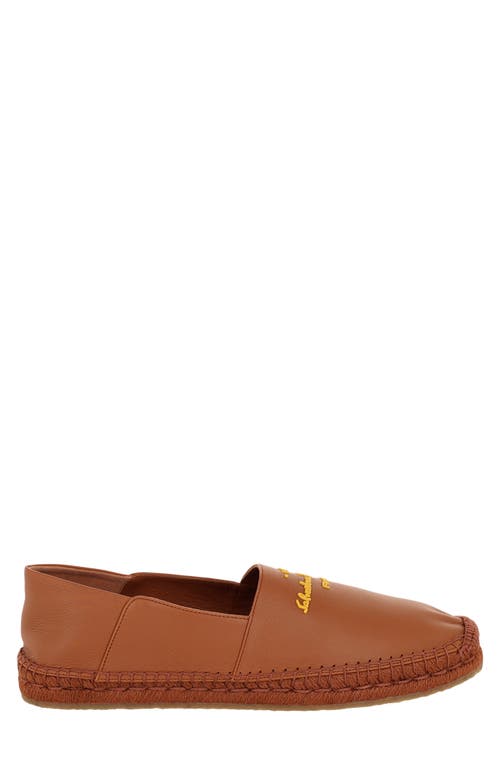 Ferragamo Gus Leather Espadrilles In Brown