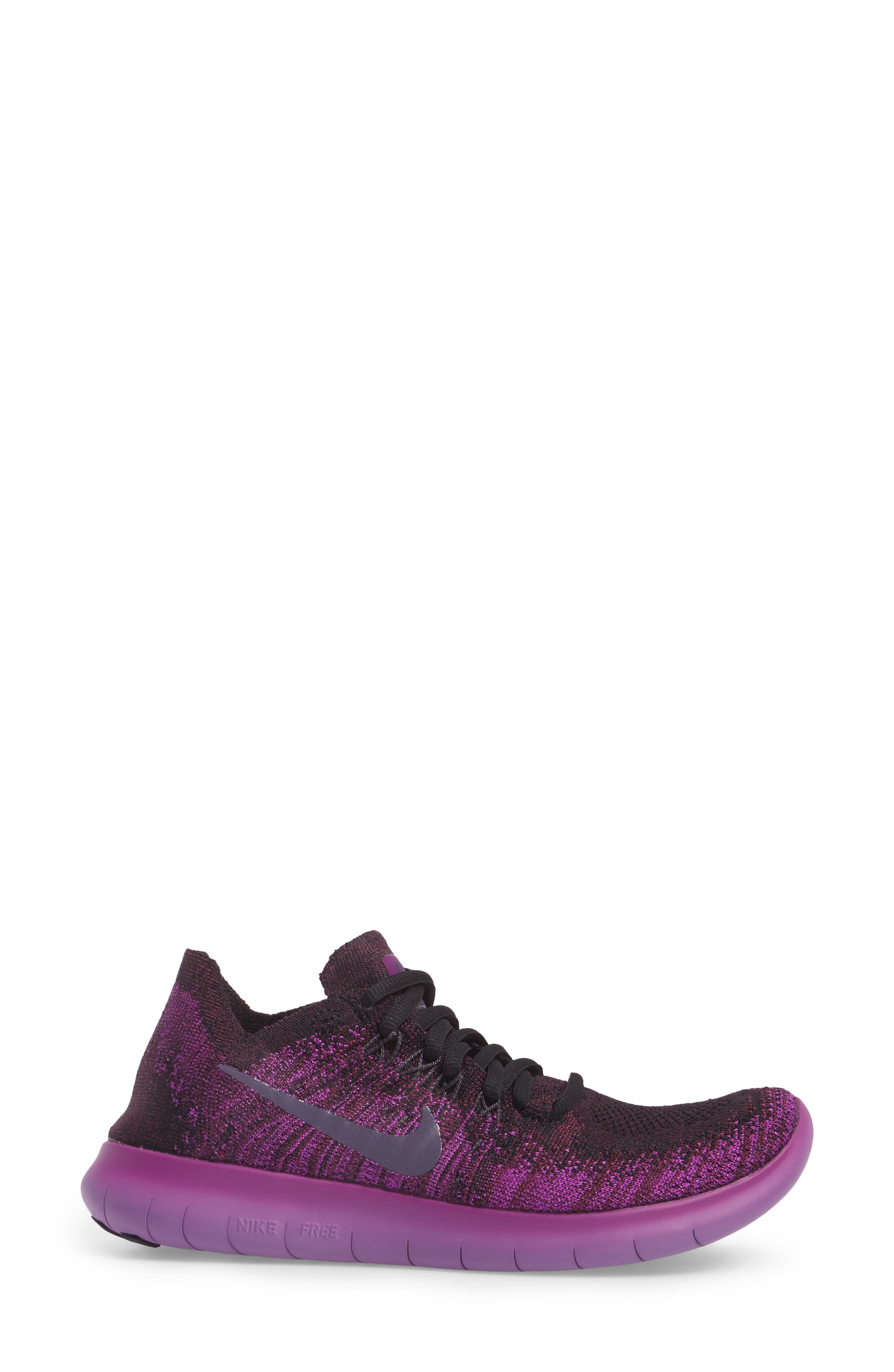 Free Run Flyknit 2 Running Shoe, Alternate, color, BLACK/ RAISIN/ PINK