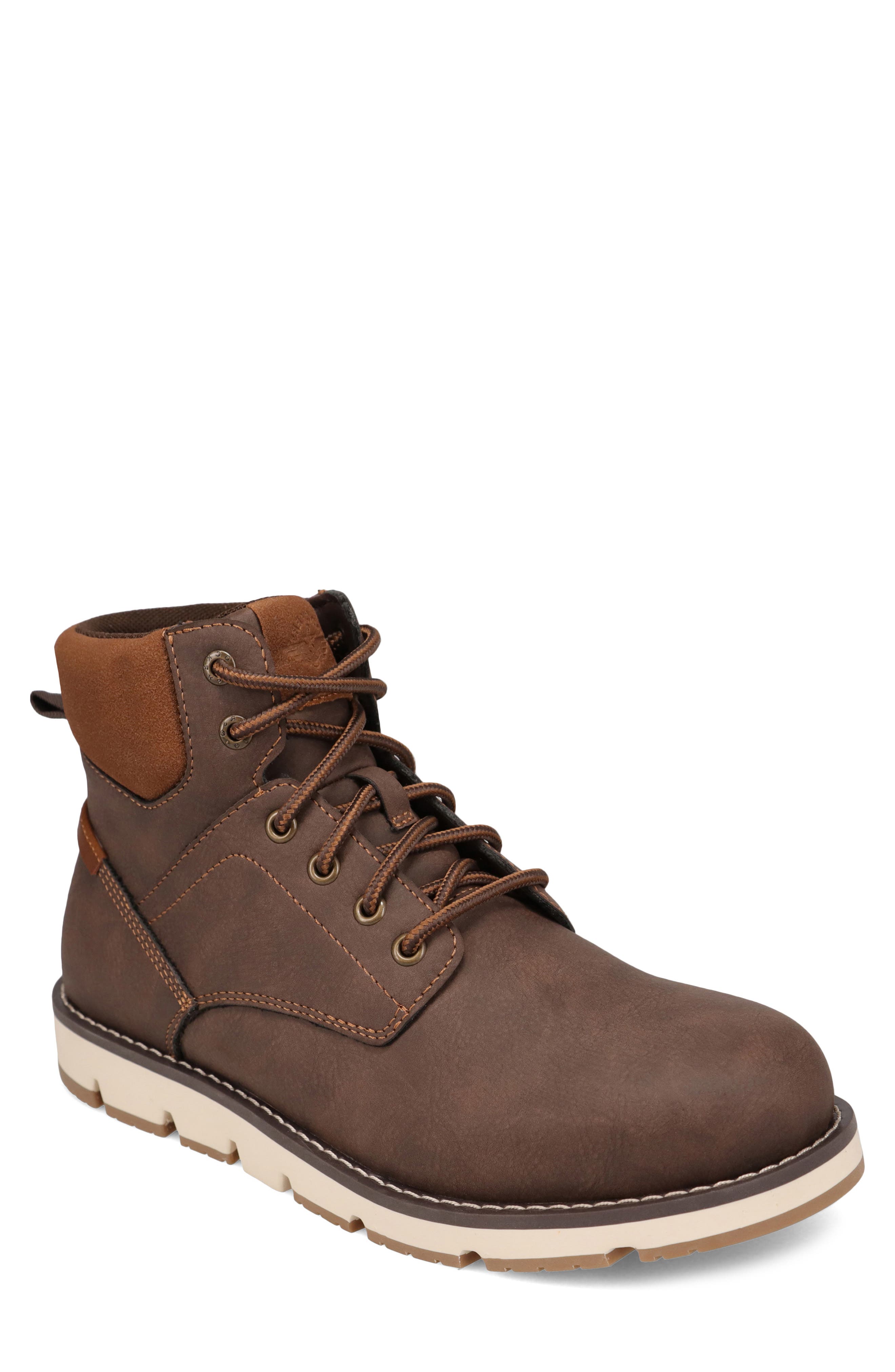 Dustin Faux Leather Boot, Main, color, DARK BROWN