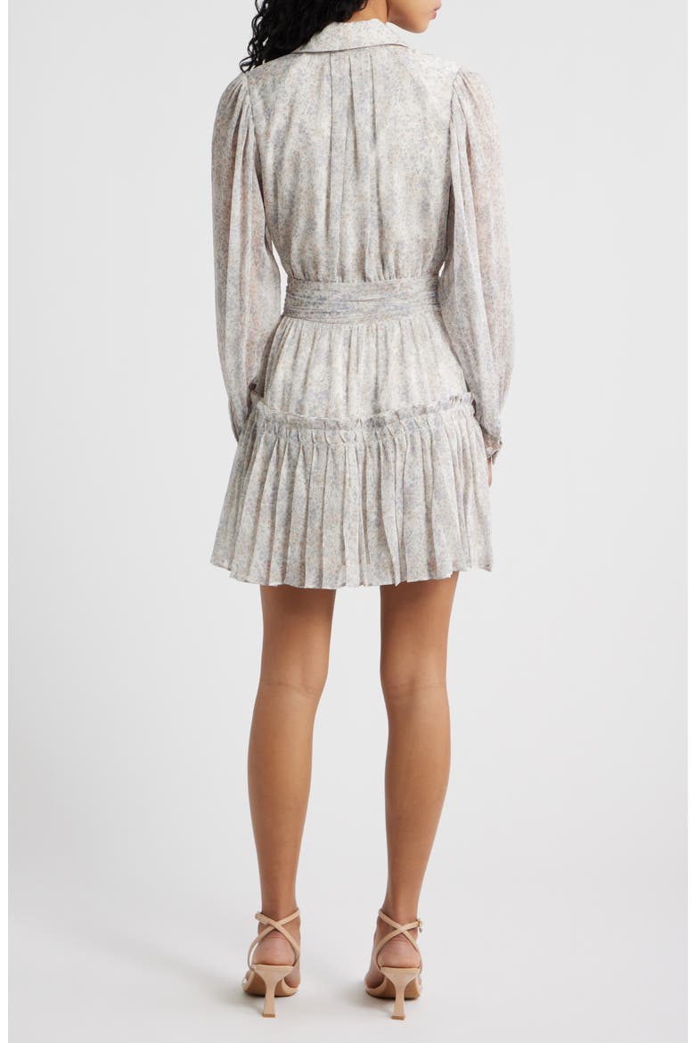 Josette Floral Long Sleeve Chiffon Minidress, Alternate, color, IVORY PERIWINKLE SAGE